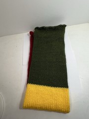 Hand Knit Red Yellow Green Rasta Colors Hair Wrap Tube Xtra Large 34” Long New