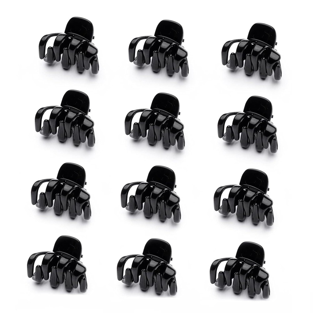12 Pack Small Hair Claw Clips 1.2 Inch Plastic Hair Clips for Thin Hair No-Slip
