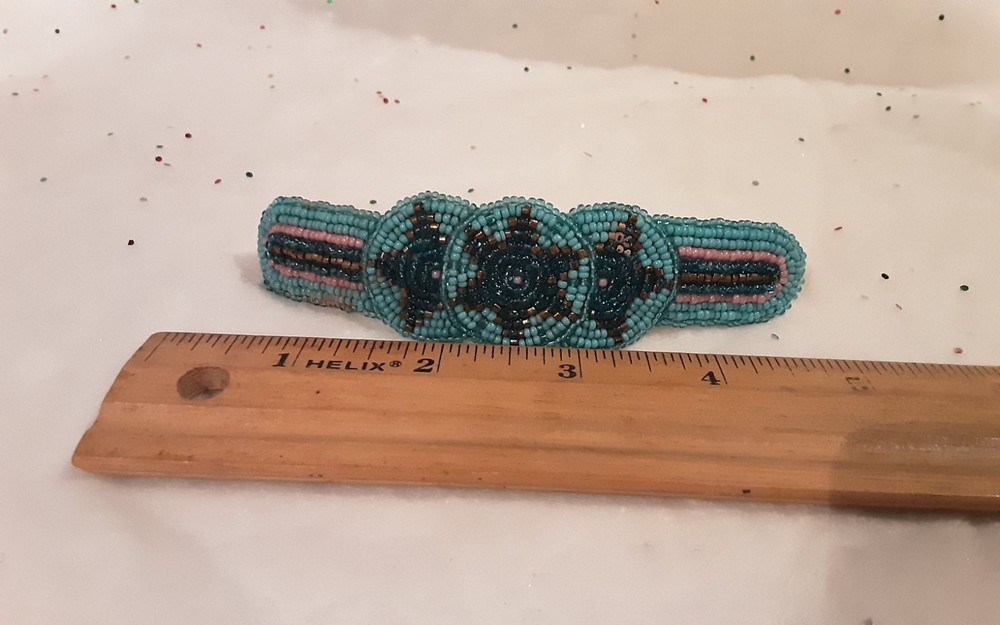 Vintage Beaded Hair Clip.Stars in Shades of Blue.Artisan Made.