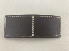 Coach Womens Brown Stitched Leather Hair Barrette Rectangular 3.5″ Made France