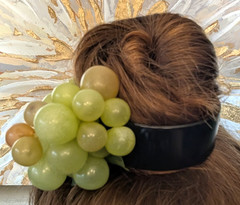Vintage Style Neiman Marcus Grape Hair Clip Wrap Black Acrylic Fruit Cluster