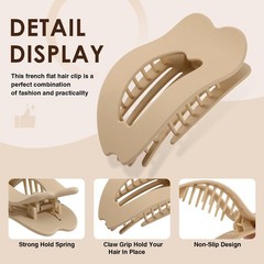 6 PCS Flat Hair Clips for Women, French Large 1 Count (Pack of 6), Brown