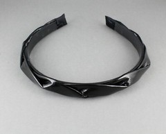 Black braided headband faux patent leather band grip teeth braid 5/8″ wide