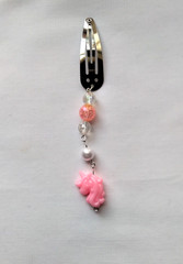 Pink Unicorn Hair Clip Barrette Bead Linear Dangle Handmade Accessory Girl Women