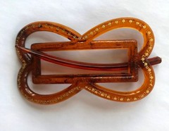 Vintage Hair Barrettes – Tortoise Shell Color Butterfly Slide Barrette