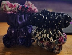 Handmade Scrunchie Wristlet, Lot of 8, Fun Patterns, Purple, Floral, Polka Dot
