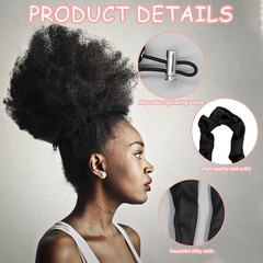 3Pcs Silk Scrunchies: Adjustable Slip Black Satin 1 Count (Pack of 3),