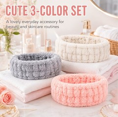 3-Pack Spa Headband – Women Microfiber Facial Makeup Headband, Elastic Hairbands