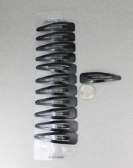 Black set pack of 12 metal hair accessory clips snap barrettes 2 5/8″ wide