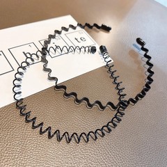 Unisex Black Elastic Non Slip Simple Metal Headbands For Men Women Wavy Hairband