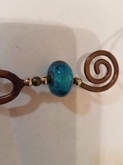 Handmade Heavy Metal Hairpin Blue Glass Bead Style