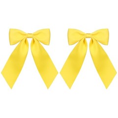 Hair Bow Clips 4″ Silky Satin Polyester Ribbon Bowknot Alligator Yellow