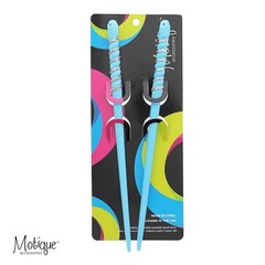 7 inch Long Plastic Hair Sticks with Silver Swirl for Women