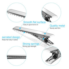 70 Pcs Alligator Hair Clips, 3 Sizes Oversized Metal Silver Hair Bow Clips Singl