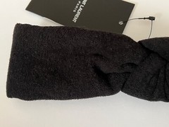 NWT Saint Laurent YSL Black Terry Cotton Knotted Front Silk Lined Headband $550