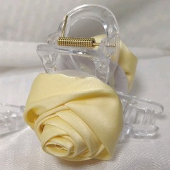 Set of Yellow Rose Flower Hair Clips Barrette Women’s Plastic Fabric