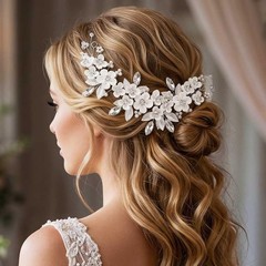 Silver Flower Wedding Hair Vine Pearl Bridal Hair Piece Rhinestone Hair Acces…