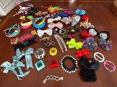 Vtg 80s Hair Accessories Lot Madonna Banana Clips Bows Barrettes Headbands