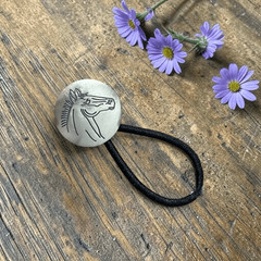 Vintage Hand Stamped Horse Sterling Silver Conch Hair Ties Ponytail Holders Nati