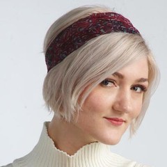 New Wide Headband Hair Wrap Pullover Batik Gaiter Scarf PEACOCK FEATHERS Red