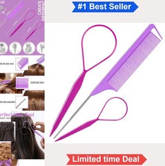 Topsy Tail Hair Tool Set 2 Sizes Loop Durable Plastic French Braid Styling Comb