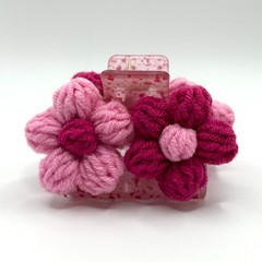 Pink Crochet Flower Claw Clip, Small, Hair Accessories