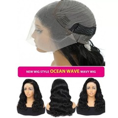 Fashion Ocean Wavy 100% Human Hair Full Wig with 13cmx4cm Frontal Lace 16″~20″