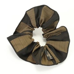 FENDI Pequin pecan Scrunchie Hair Tie Clip Brown Khaki W15cm x H15cm x D0.1cm