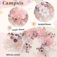 Flower Girl Headpiece Pink Bride Headband Wedding Hair Accessories for Girls