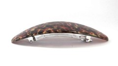 French HandPainted Celluloid Tortoise 4.5″ Silver Hinge XLarge Hair Barrette P56