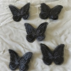 Sowaka 6 Pcs Lace Butterfly Hair Clips Soft Embroidery Flower Hair Black