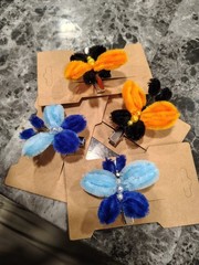 Handmade Beaded Butterfly Alligator Hair Clips-set Of 4