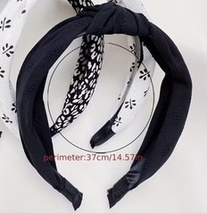 Black & White Print Top Knot Fabric Headband Bohemian Festival Hair Accessory