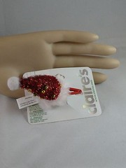Claire’s Christmas Hair Hat Clip Red White Bling Santa’s Helper USA SELLER