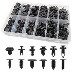 240 Pcs Bumper Clips Car – 12 Most Popular Sizes 6.3mm to 10mm, Black