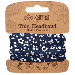 Karma Headband Stretchy Hair Scarf Navy Blue Beads Cord Standard Decorative