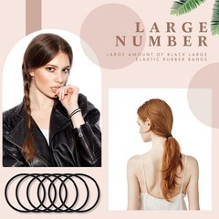 1500 Pcs Black Hair Ties 1.77″ 2mm Thin, Bulk Elastic for Thick Curly Hair