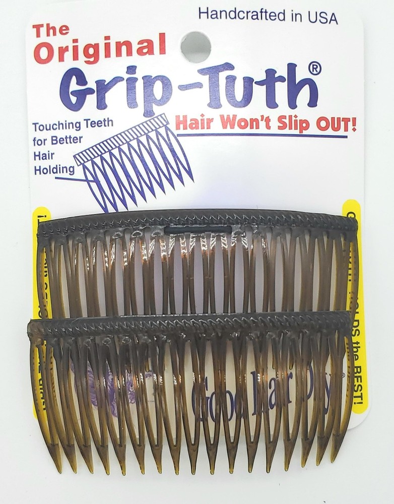 the Original Grip-Tuth Hair Combs, Set of 2, 40417 Shell 3 1/4″ Wide