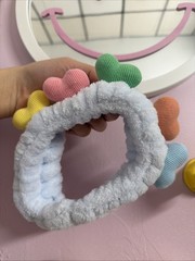 Soft Colorful Plush Hearts Shape Headband for Make Up , Skincare, Bath