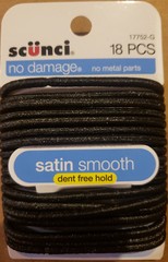 Scunci Satin Smooth No-Damage Hair Elastics, Medium Hold, Black, 18-Pieces