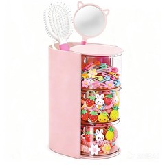 Hair Accessories Organizer with Brush Holder,3-Layer 3-Layer, Pink