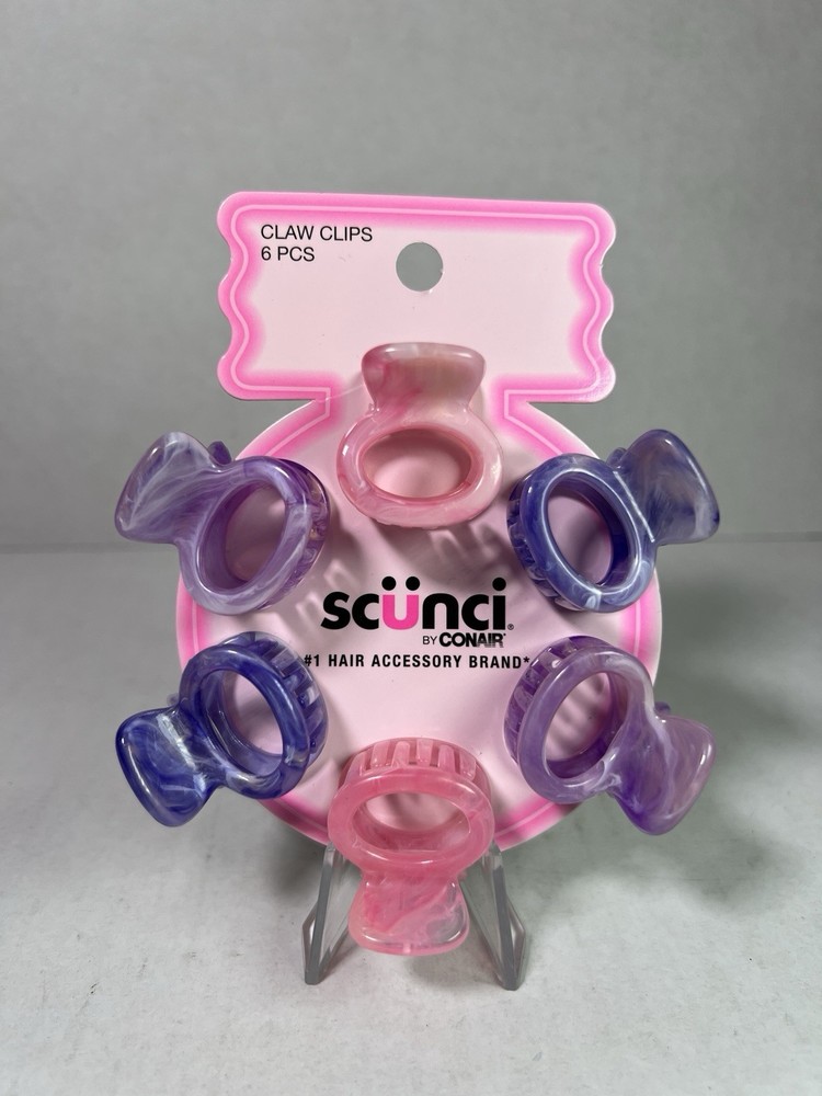 Scunci CONAIR Mini Claw Clips Pink & Purple 6-Count