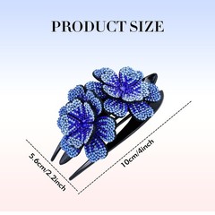 4 Pieces Fancy Sparkly Rhinestone Double Flower Hair Clips Barrettes with