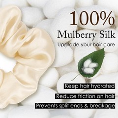 OLESILK 100% Mulberry SilkScrunchies for Hair Sleep, Women Grils Silk Hair Ti…