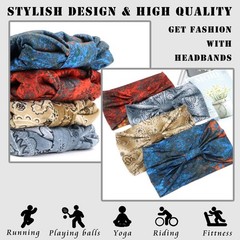 Boho Headbands for Women Fashion Paisley Head Band Floral Wide Headwraps Large A