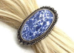 Natural Stone Hair Tie Wrap Boutique Pony Barrette Any Hair Type 2″ Floral