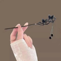 2024 Chinese Style Butterfly Flower Tassel Zinc Alloy Hair Stick for Women