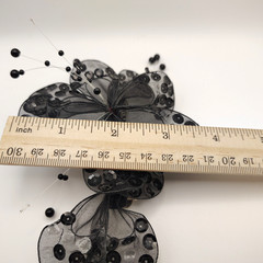 Black Nylon Tulle Flower/Butterfly Hair Clip Women’s Ponytail Clip Vintage