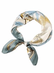 Silky Botanical Floral Leaf Print Square Scarf