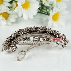 Woman’s new flowers design silver plated metal rhinestone hair clip Barrette